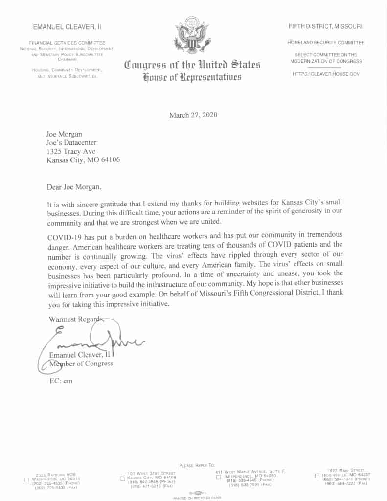 Emanuel Cleaver II letter to Morgansites